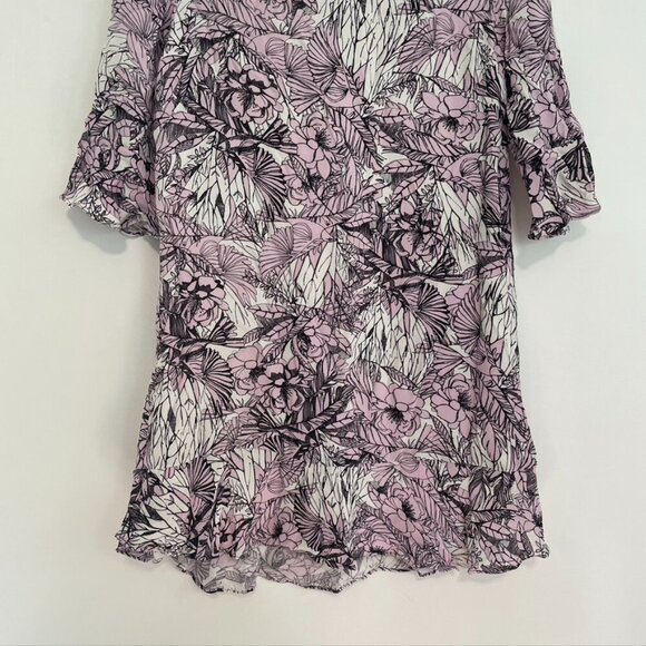FRENCH CONNECTION Flight of Fancy Floral Ruffle Mini Dress Lilac Lavender Shift - Picture 7 of 16